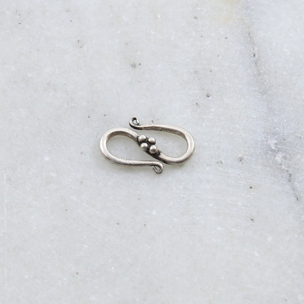 15mmx9mm Sterling Silver S Hook Clasp with Bali Style Ball Flower Design Chain