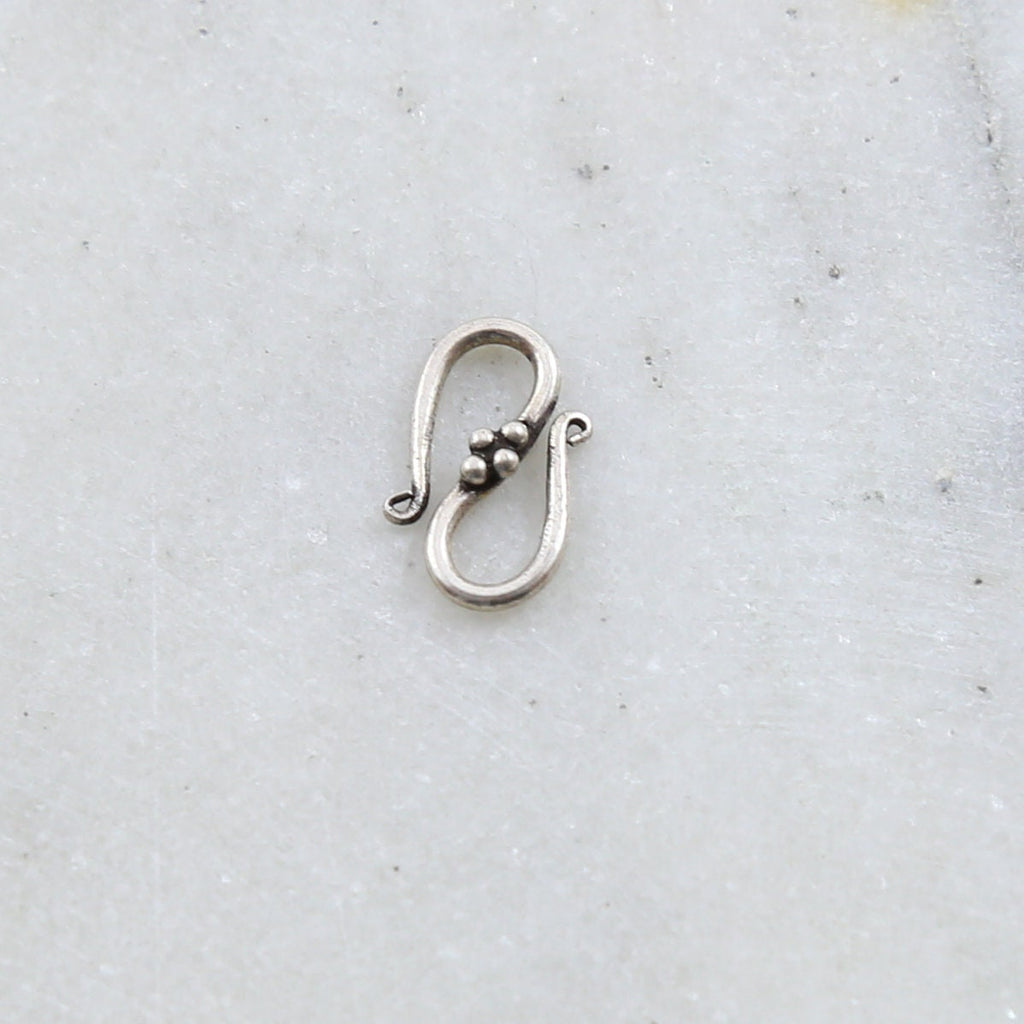 15mmx9mm Sterling Silver S Hook Clasp with Bali Style Ball Flower Design Chain