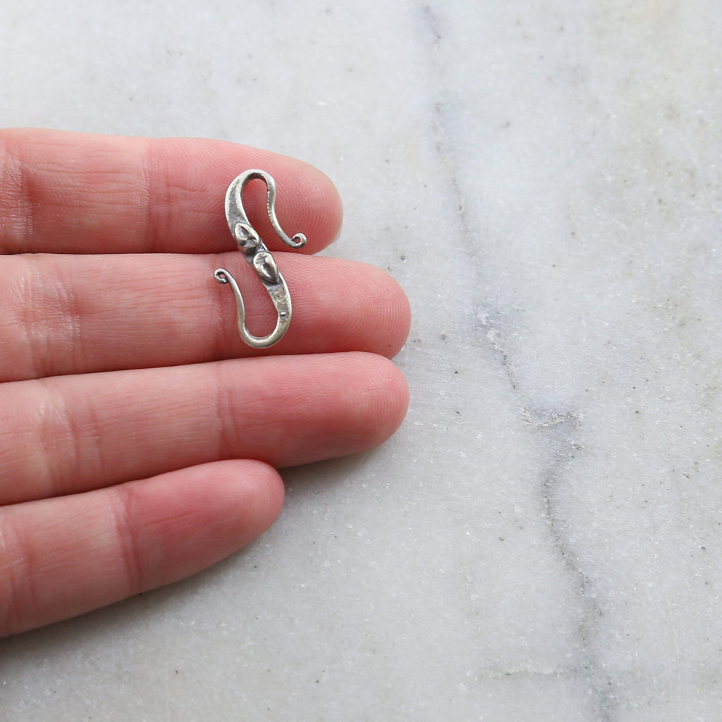 22mmx12mm Sterling Silver Large S Hook Clasp with Leaf Design Chain Findings