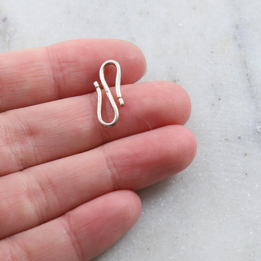 18mmx8mm Sterling Silver Skinny S Hook Clasp with Notched Ends Design Chain