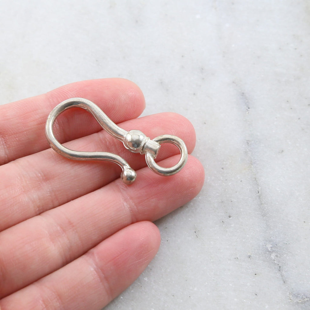 Sterling Silver Large Heavy Duty Smooth Shiny Hook Clasp Chain Findings