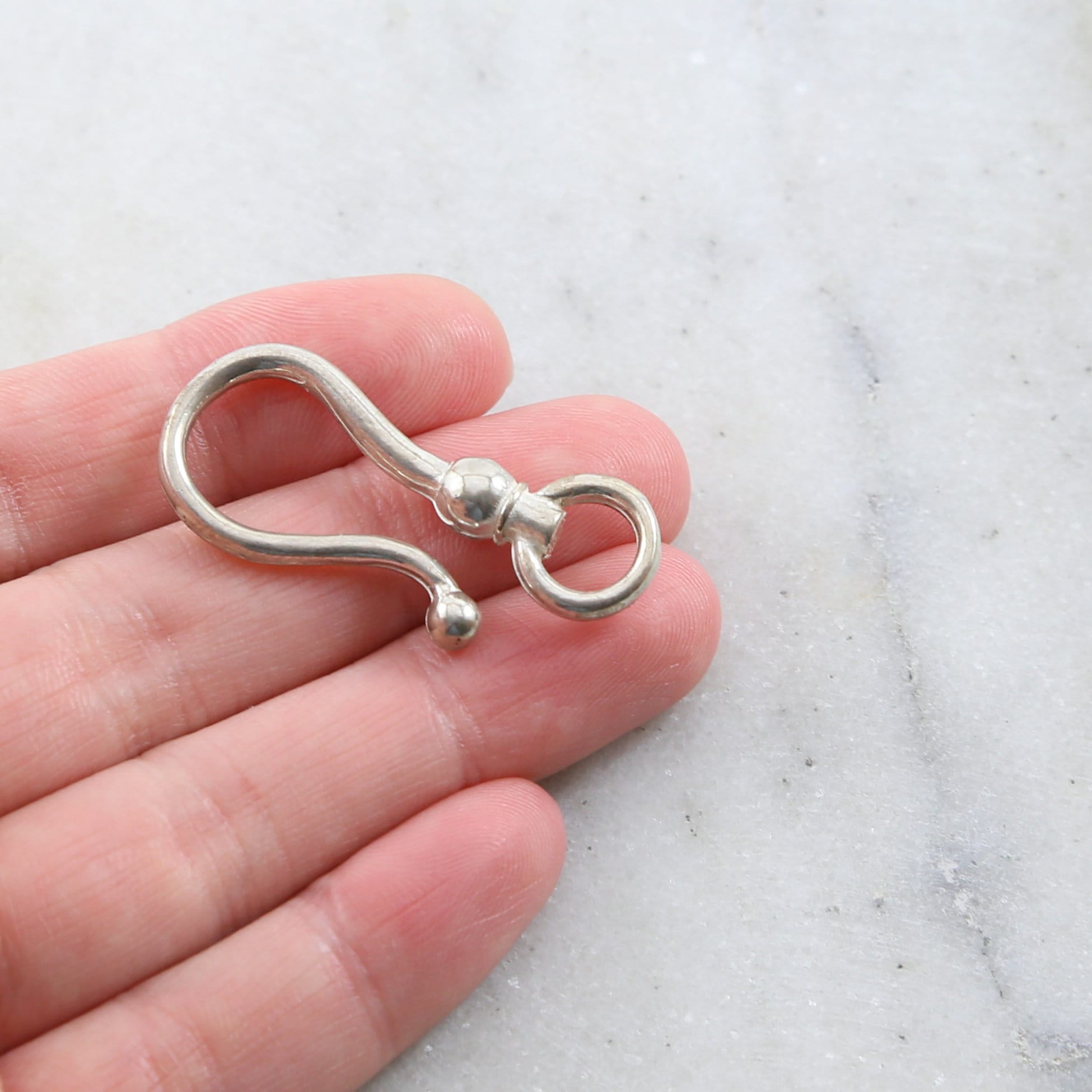 Sterling Silver Large Heavy Duty Smooth Shiny Hook Clasp Chain Findings