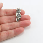 30mmx10mm Sterling Silver Vintage Inspired Thick Hand Holding Heart Pendant