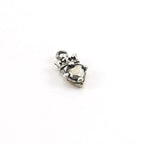 15mmx7mm Sterling Silver Faceted Jewel Heart with Crown Charm Queen Princess
