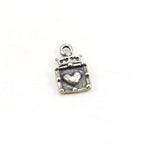 17mmx9mm Sterling Silver Square Heart with Crown Charm Queen Princess Charm