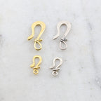 Sterling Silver or Vermeil Organic Shape Flat Twist Wrap Hook Clasp Small