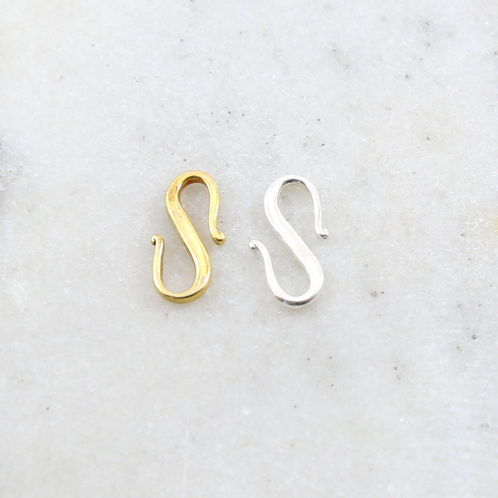 18mmx9mm Sterling Silver or Vermeil Smooth S Hook Clasp in or Simple Minimal