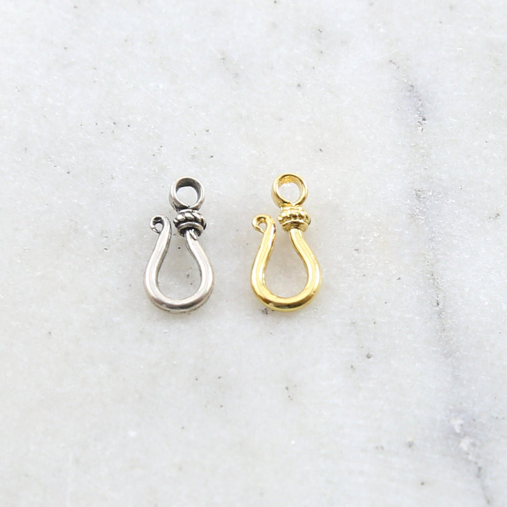 Sterling Silver or Vermeil Small Hook Clasp with Bali Bead Style Design