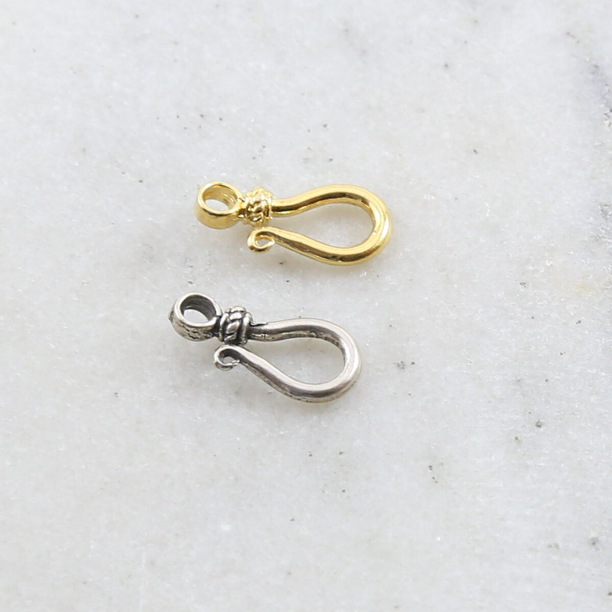 Sterling Silver or Vermeil Small Hook Clasp with Bali Bead Style Design