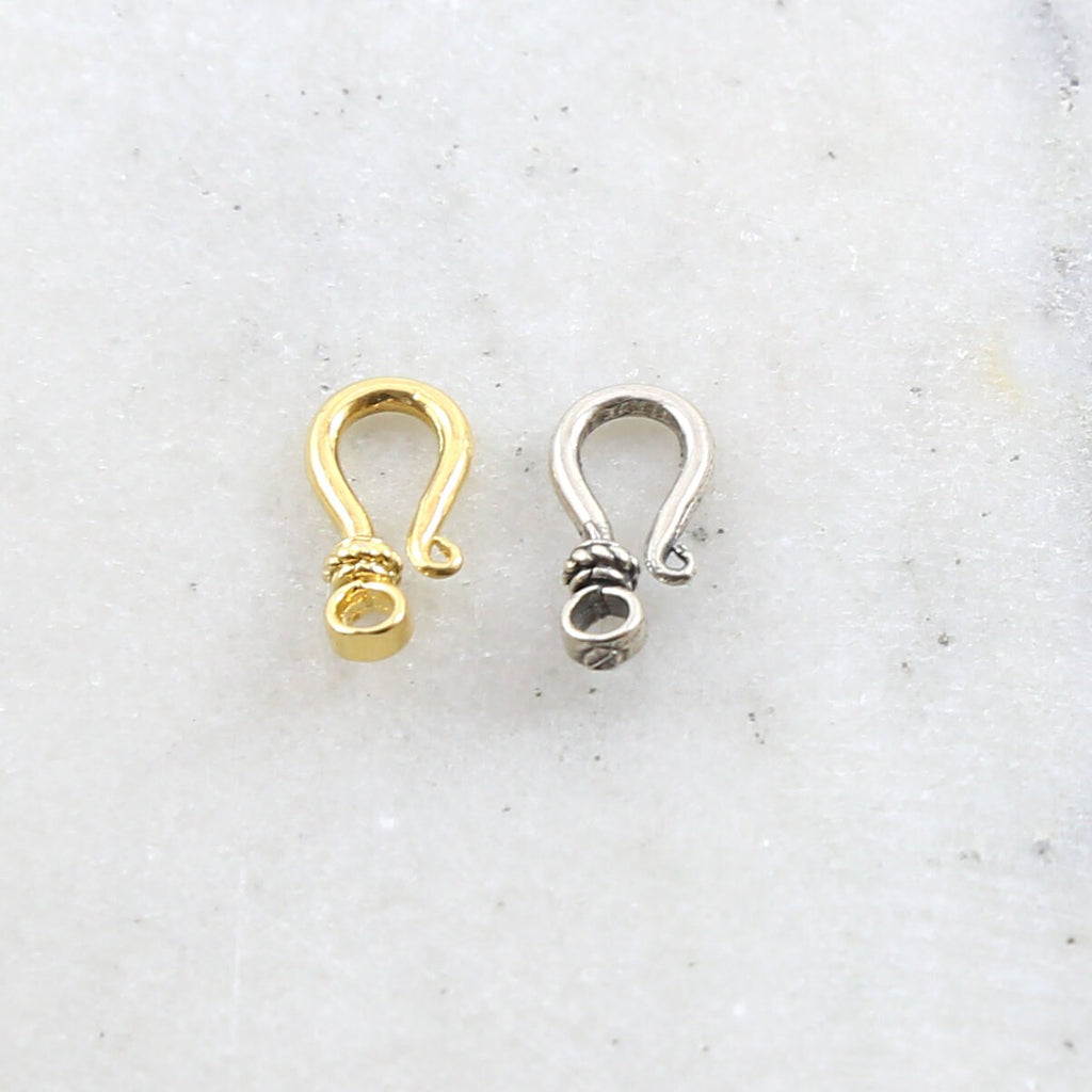 Sterling Silver or Vermeil Small Hook Clasp with Bali Bead Style Design