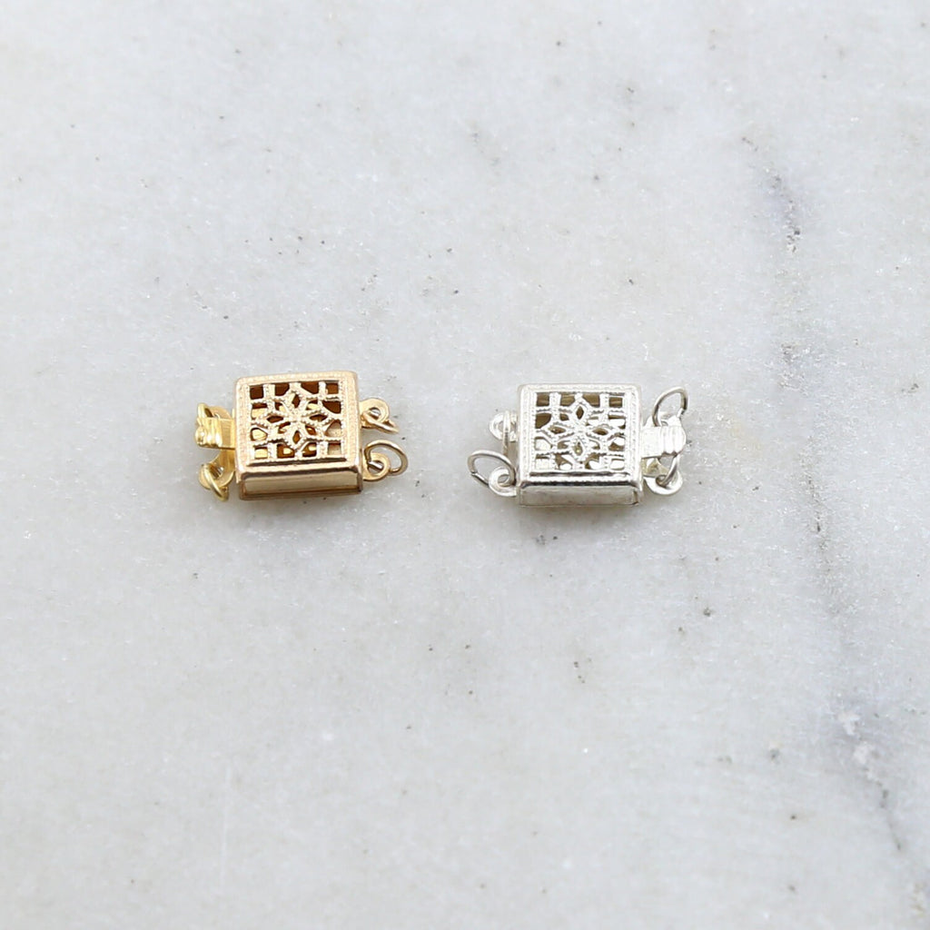 Sterling Silver or 14K Gold Filled 2 Strand 8.5mm x 8.5mm Square Box Filigree