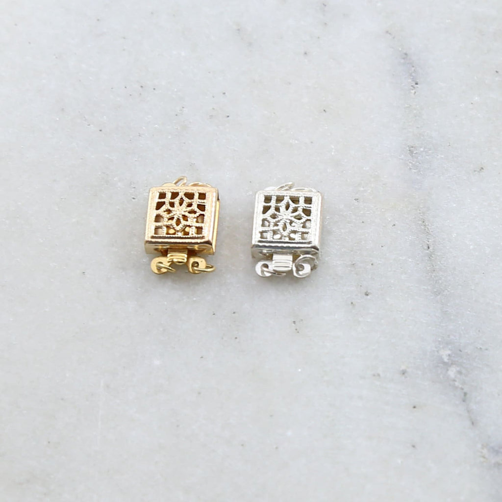 Sterling Silver or 14K Gold Filled 2 Strand 8.5mm x 8.5mm Square Box Filigree