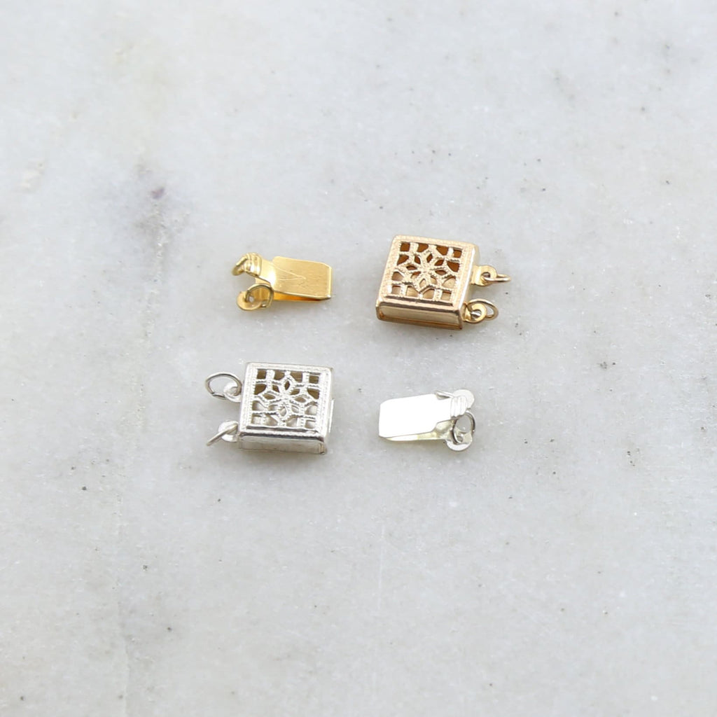 Sterling Silver or 14K Gold Filled 2 Strand 8.5mm x 8.5mm Square Box Filigree