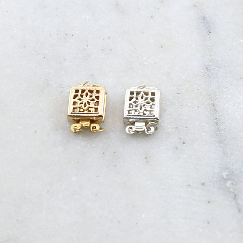 Sterling Silver or 14K Gold Filled 2 Strand 8.5mm x 8.5mm Square Box Filigree