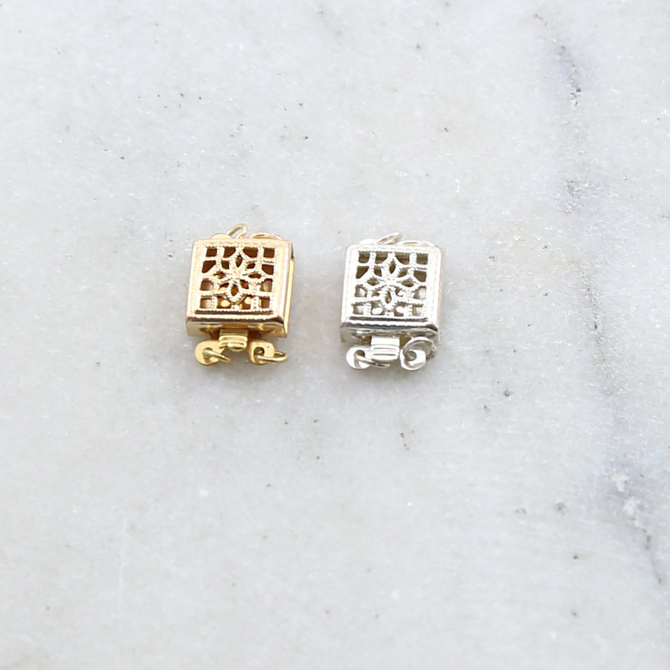 Sterling Silver or 14K Gold Filled 2 Strand 8.5mm x 8.5mm Square Box Filigree
