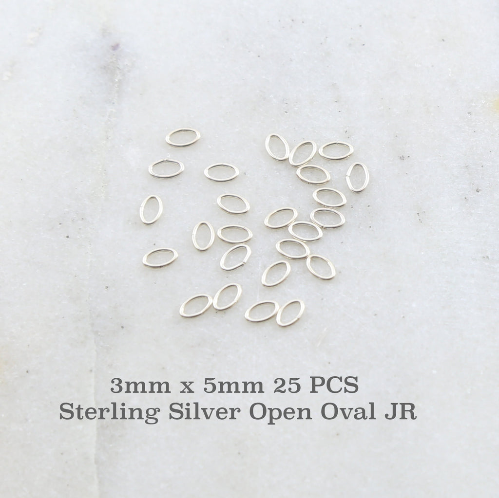 Sterling Silver 3mm x 5mm Open Oval Jump Rings Charm Links Findings (25pc)