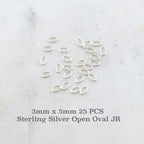 Sterling Silver 3mm x 5mm Open Oval Jump Rings Charm Links Findings (25pc)