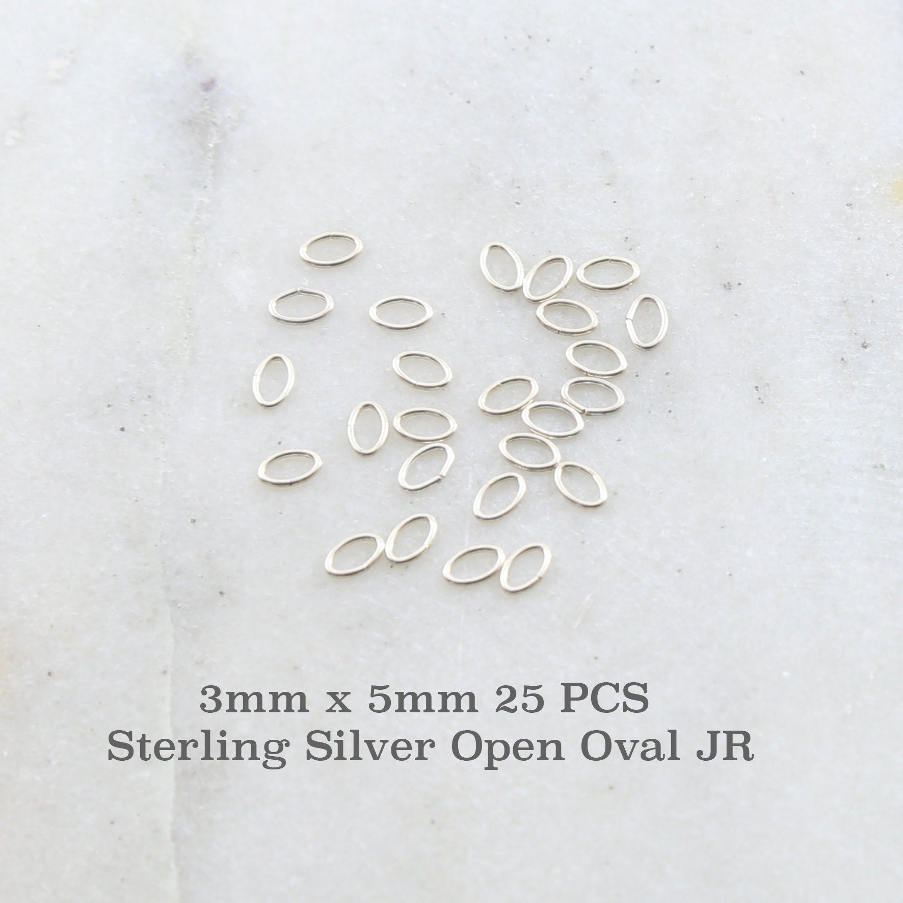 Sterling Silver 3mm x 5mm Open Oval Jump Rings Charm Links Findings (25pc)