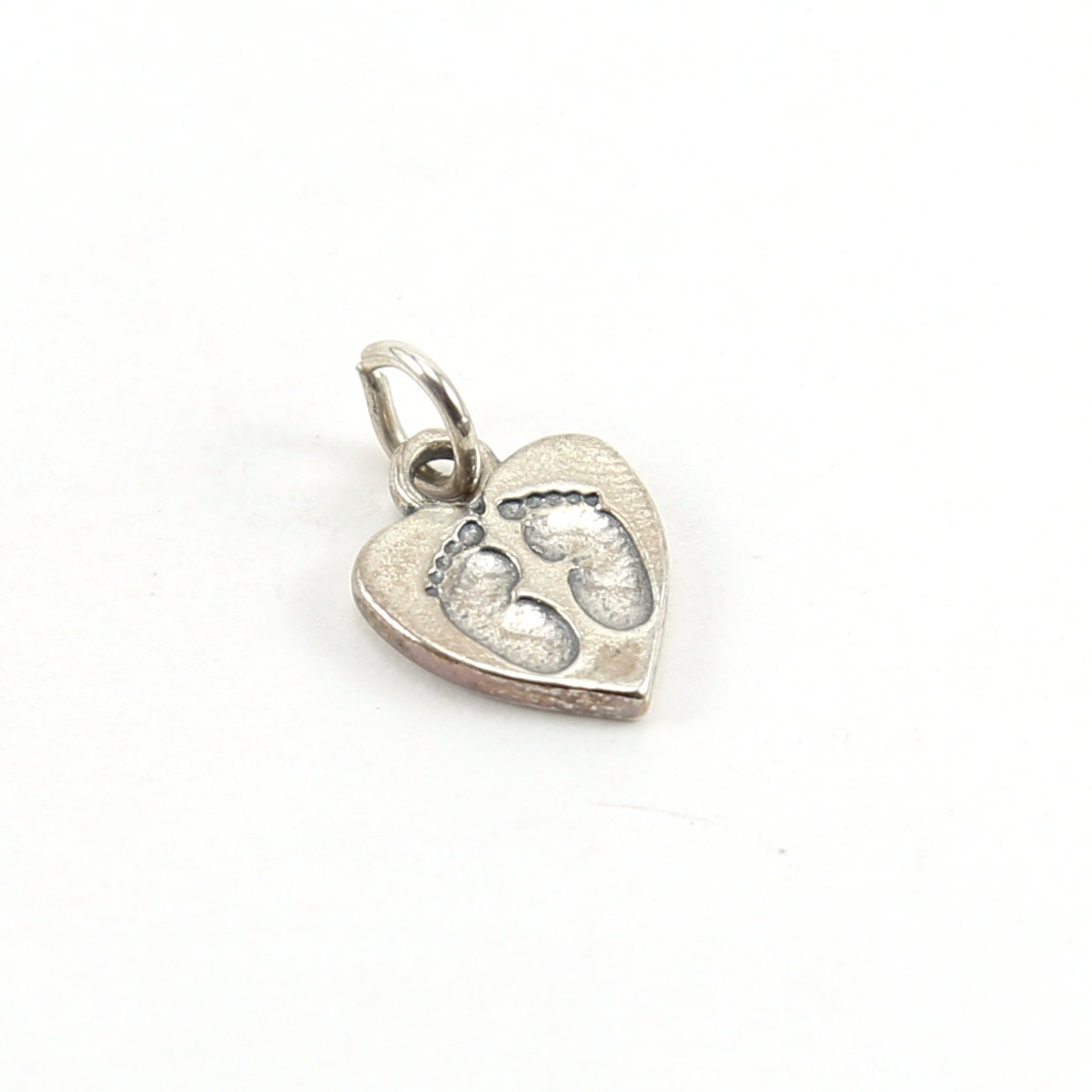 15mmx12mm Sterling Silver Baby Feet Imprint Heart Charm Pendant New Born Baby