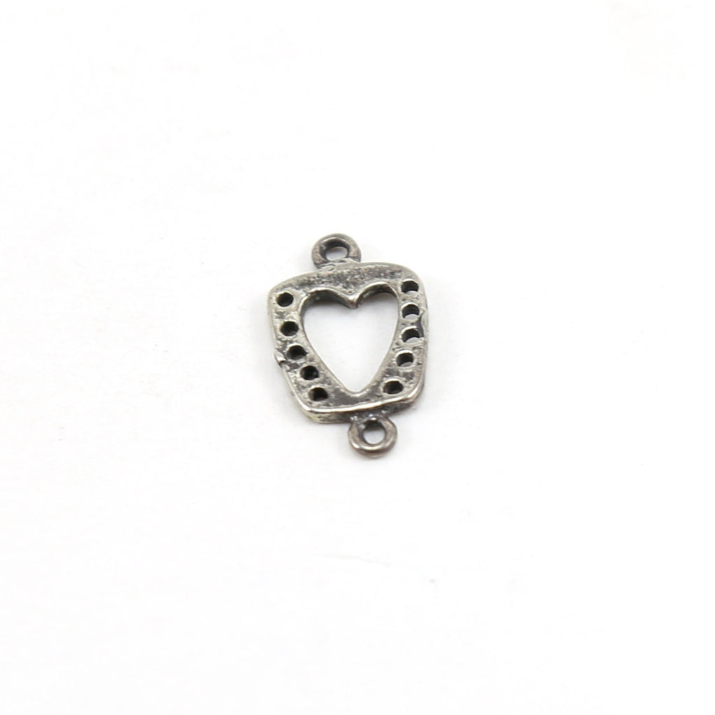 Sterling Silver Whimsical Boxed Heart Cut Out Charm Connector in Dainty