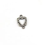 Sterling Silver Whimsical Boxed Heart Cut Out Charm Connector in Dainty