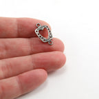 Sterling Silver Whimsical Boxed Heart Cut Out Charm Connector in Dainty