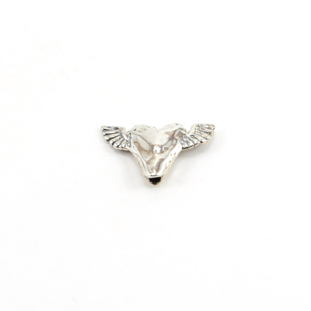 19mmx11mm Sterling Silver or Vermeil Dainty Heart Bead with Wings Love Charm