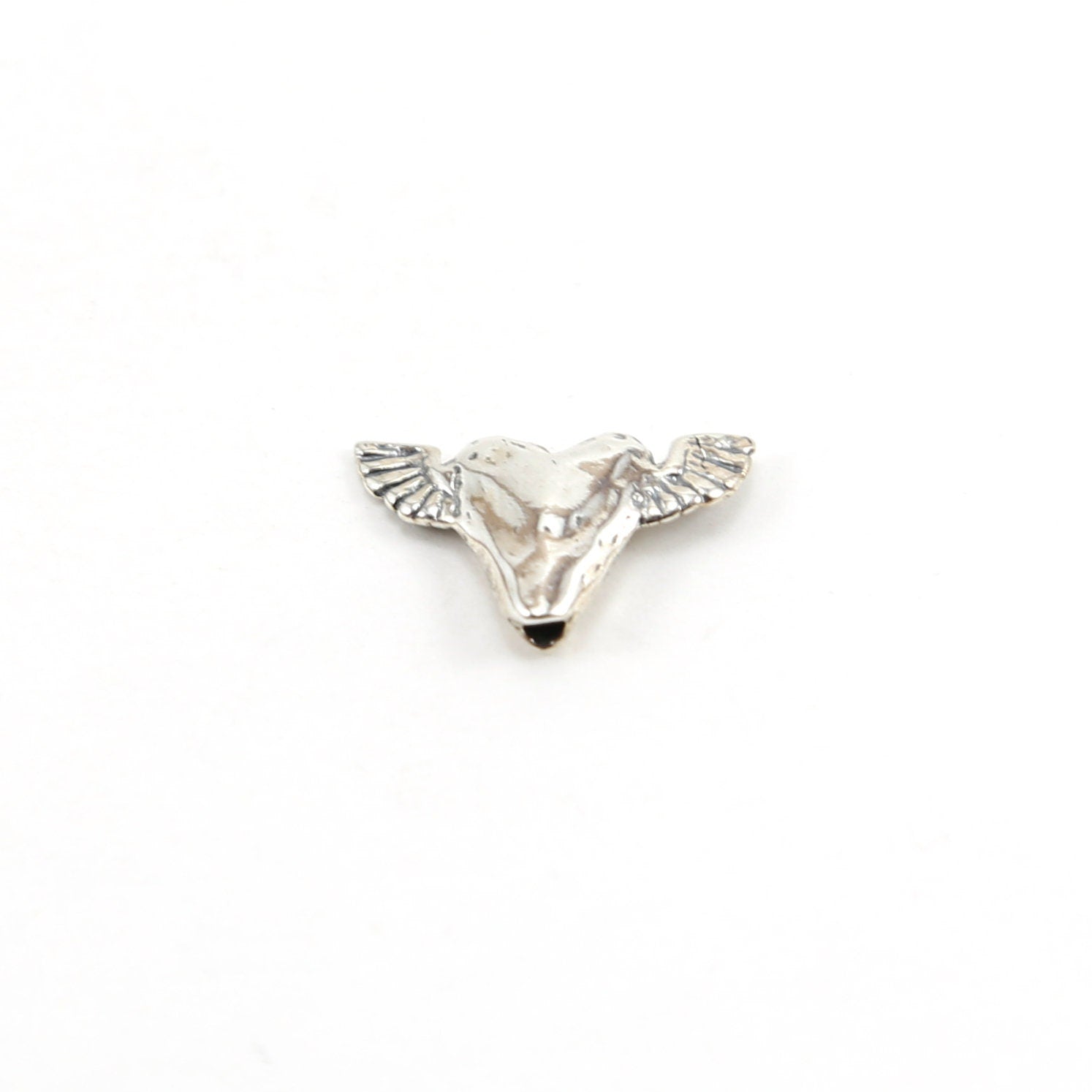 19mmx11mm Sterling Silver or Vermeil Dainty Heart Bead with Wings Love Charm