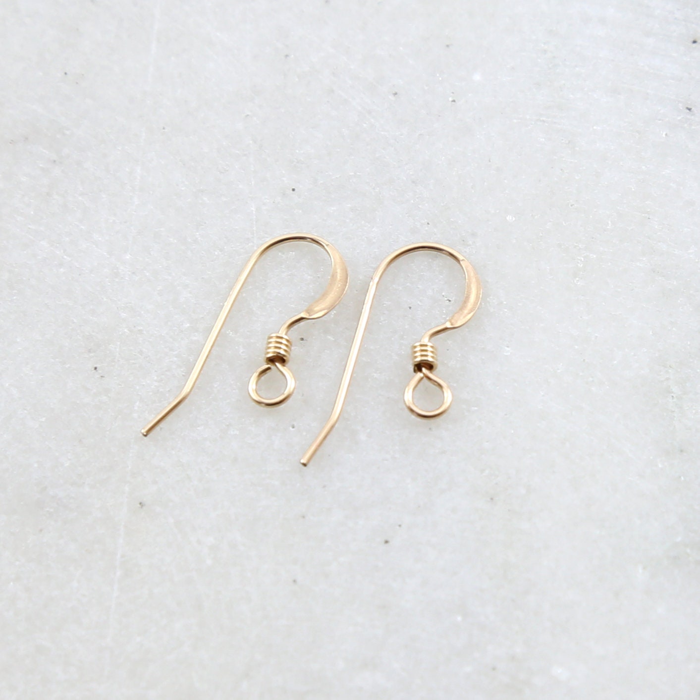 18mmx10mm 14K Gold Filled French Hook Ear Wire with Coil Flattened Edge (2pc)