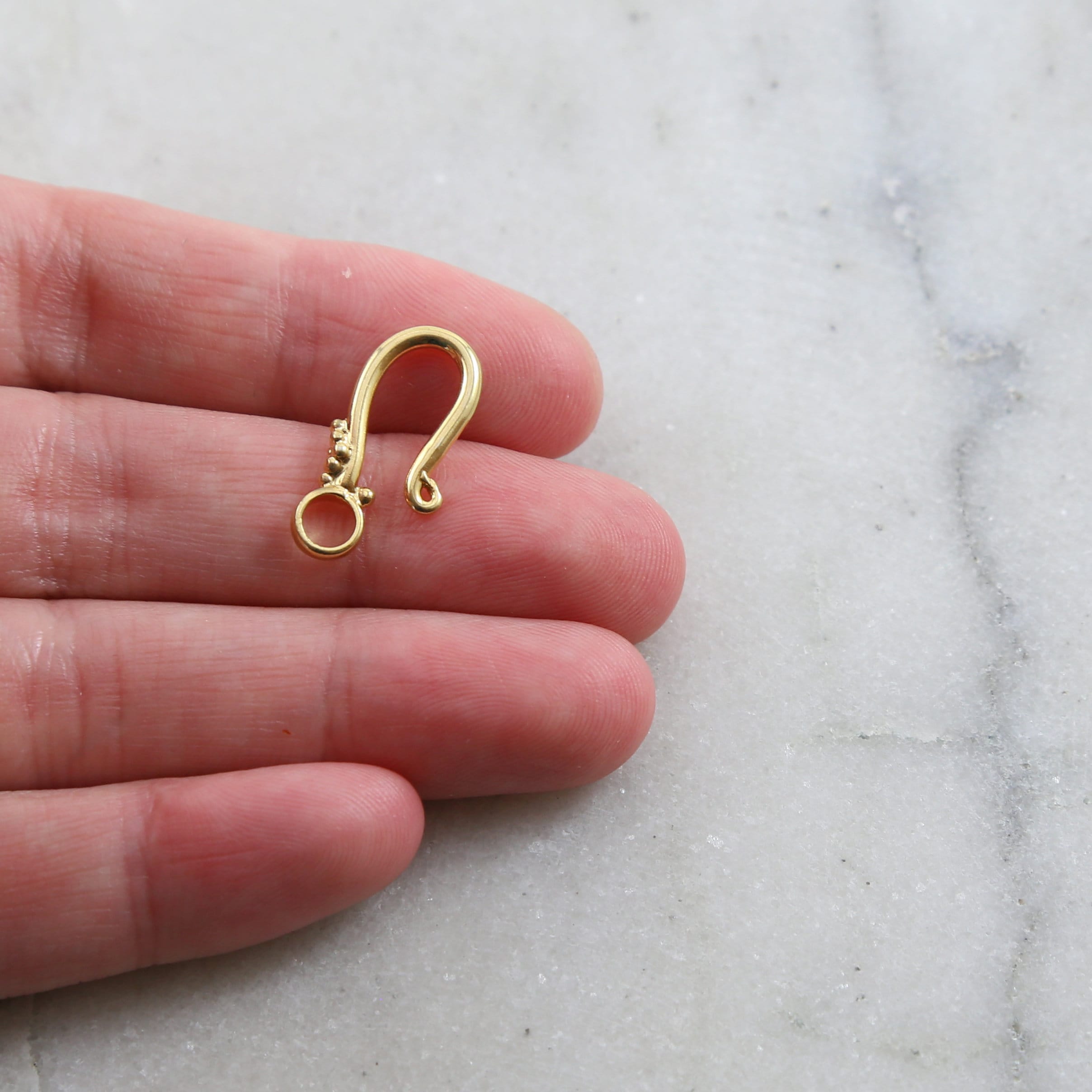 Sterling Silver or Vermeil Hook Clasp with Flower Bali Style Back Design