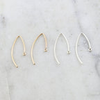 Sterling Silver or 14K Gold Filled Minimal Long Elongated Leaf Ear Wire (2pc)