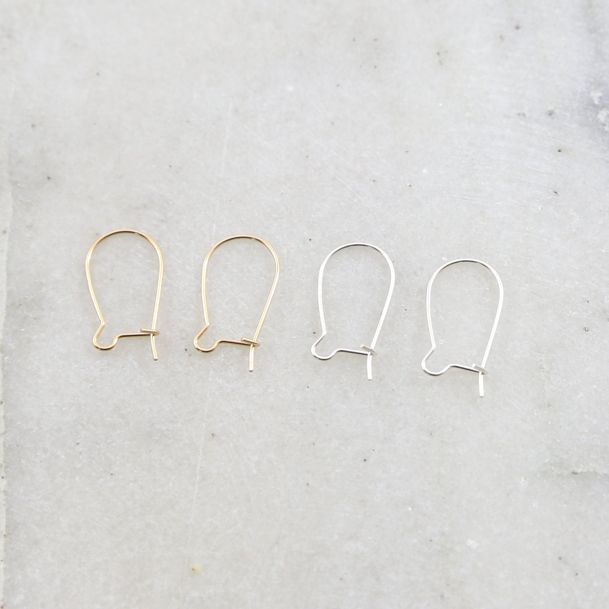 Sterling Silver or 14K Gold Filled Kidney Ear Wire Lightweight Thin (2pc)