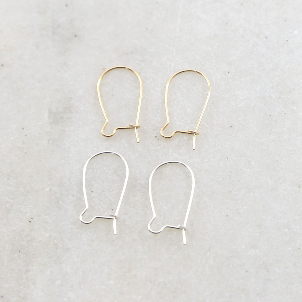 Sterling Silver or 14K Gold Filled Kidney Ear Wire Lightweight Thin (2pc)