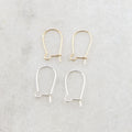 Sterling Silver or 14K Gold Filled Kidney Ear Wire Lightweight Thin (2pc)