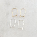 Sterling Silver or 14K Gold Filled Kidney Ear Wire Lightweight Thin (2pc)