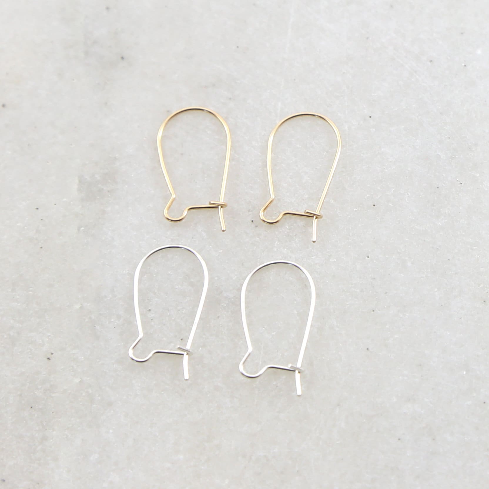 Sterling Silver or 14K Gold Filled Kidney Ear Wire Lightweight Thin (2pc)