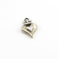 18mmx13mm Sterling Silver Thick Double Heart with Crown Charm Queen Princess