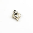 18mmx13mm Sterling Silver Thick Double Heart with Crown Charm Queen Princess