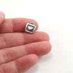 10mmx9mm Sterling Silver Tiny Square Heart Picture Frame Charm Love Friendship