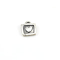 10mmx9mm Sterling Silver Tiny Square Heart Picture Frame Charm Love Friendship