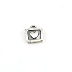 10mmx9mm Sterling Silver Tiny Square Heart Picture Frame Charm Love Friendship