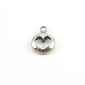 Sterling Silver Thick Round Heart Cut Out Charm Love Friendship
