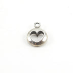 Sterling Silver Thick Round Heart Cut Out Charm Love Friendship