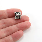 Sterling Silver Swirl Rectangle Heart Bead Charm Love Friendship