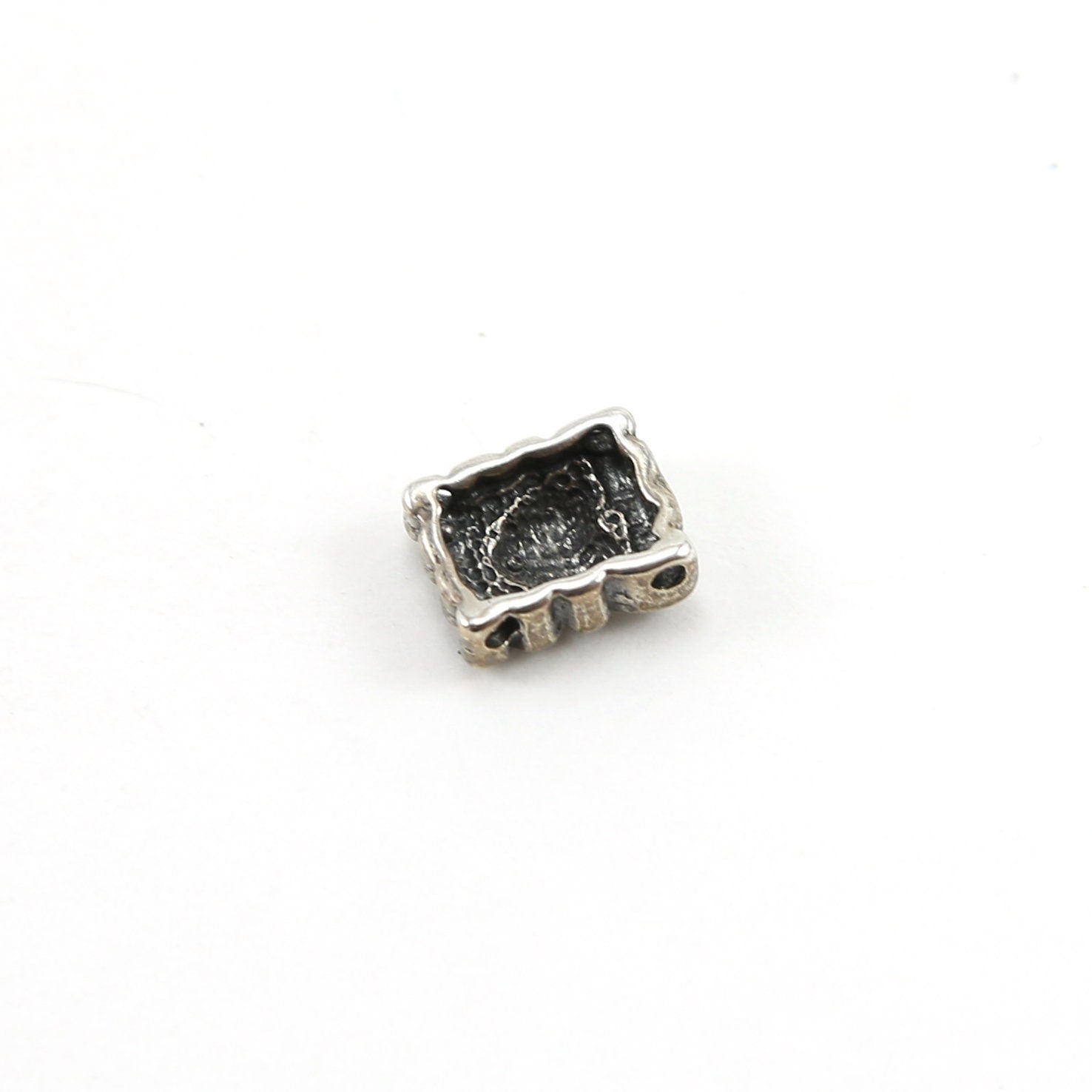 11mmx9mm Sterling Silver Swirl Rectangle Heart Bead Charm Love Friendship