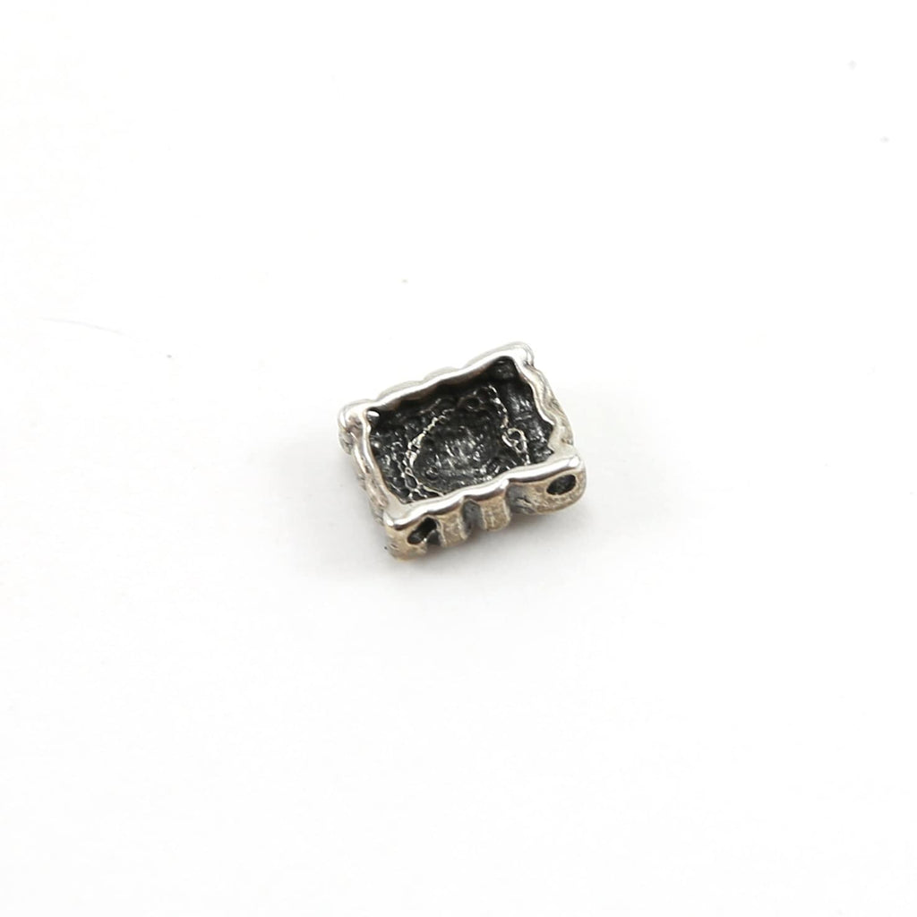 Sterling Silver Swirl Rectangle Heart Bead Charm Love Friendship