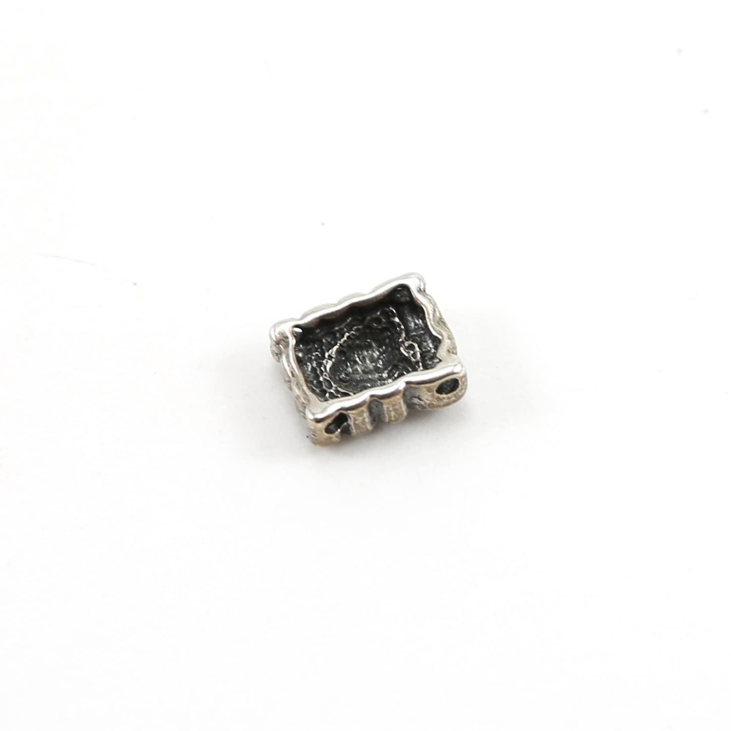 Sterling Silver Swirl Rectangle Heart Bead Charm Love Friendship