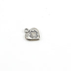 Sterling Silver Small Double Sided Heart Charm with Stamped Heart