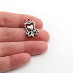 Sterling Silver Whimsical Curly Frame Heart Charm in Love Sisters