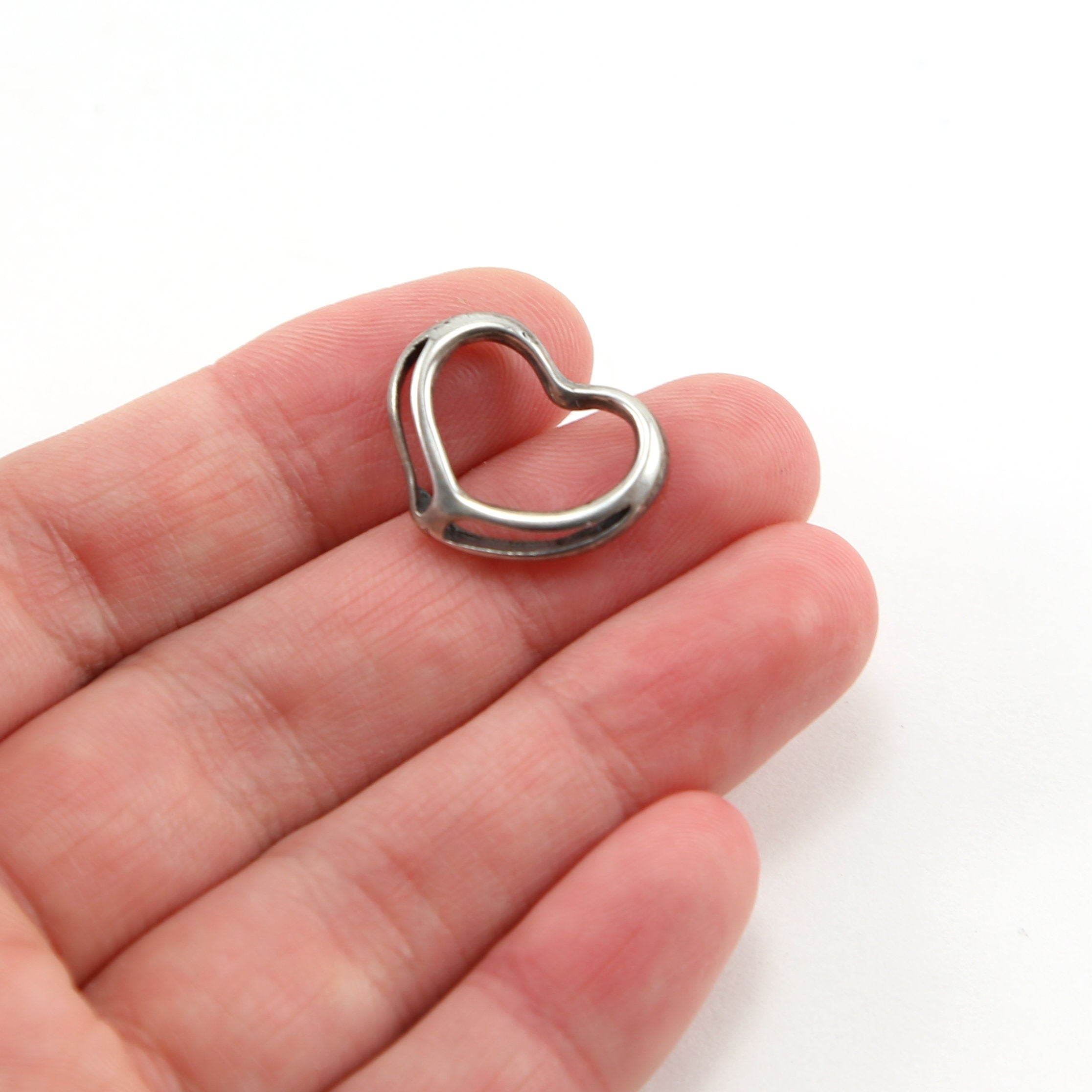 Sterling Silver Open Heart Cut Out Silhouette Charm Love Friendship